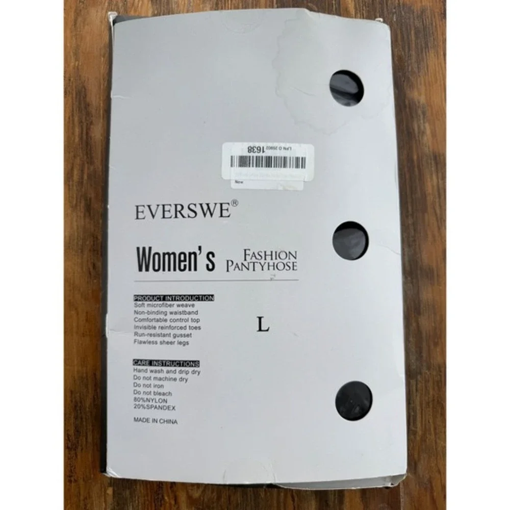 Everswe Women's Fashion Pantyhose Black Control Top Sheer‎ Legs Size L